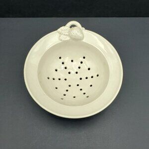 Ivory Berry Colander Embossed Strawberry Small Cream Colored Drainer